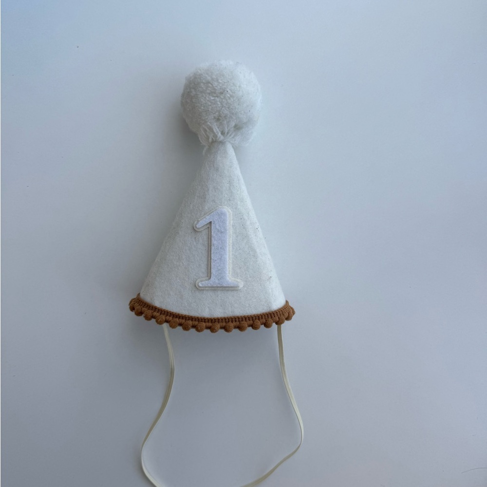 White & Brown First Birthday Party Hat